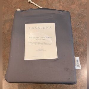 New Casaluna Supima Sateen Solid Sheet Set 4 Pieces 600 Thread Dark Gray Queen